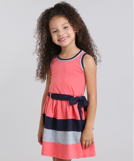 Vestido-com-Laco-Sem-Manga-em-Algodao---sustentavel-Coral-9048675-Coral_1