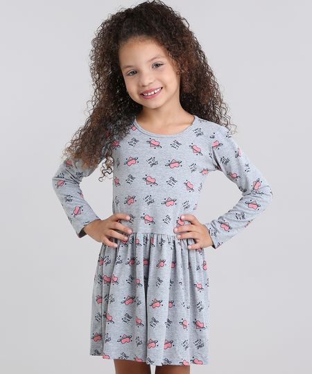 Vestido-Infantil-Estampado-Gola-Redonda-Manga-Longa-em-Algodao---sustentavel-Cinza-Mescla-9048466-Cinza_Mescla_1