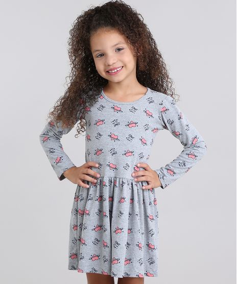 Vestido-Infantil-Estampado-Gola-Redonda-Manga-Longa-em-Algodao---sustentavel-Cinza-Mescla-9048466-Cinza_Mescla_1