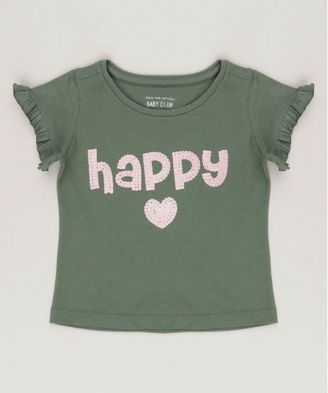Blusa-Infantil---Happy--com-Paetes-Decote-Careca-Manga-Curta-Babados-Verde-Militar-9081881-Verde_Militar_1