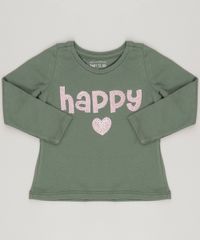 Blusa-Infantil---Happy--com-Paetes-Decote-Careca-Manga-Longa--Verde-Militar-9081880-Verde_Militar_1