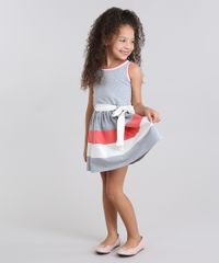 Vestido-Infantil-com-Laco-Sem-Manga-em-Algodao---sustentavel-Cinza-Mescla-9048699-Cinza_Mescla_3
