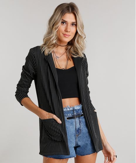 Blazer-Feminino-Longo-Listrado-Manga-Longa-Preto-9050269-Preto_1