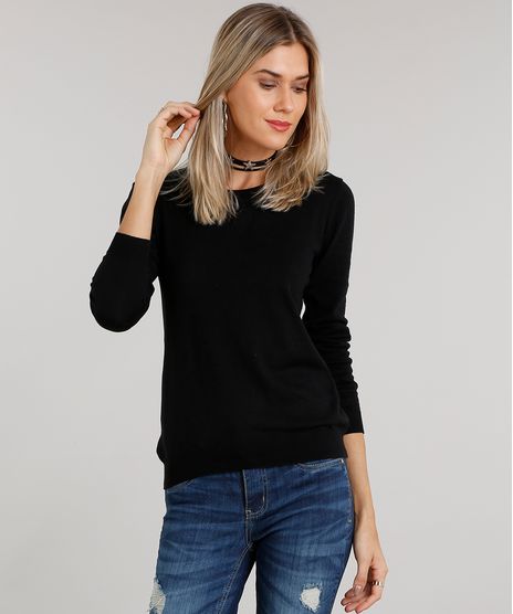 Sueter-Feminino-em-Trico-Manga-Longa-Gola-Redonda-Preto-8840349-Preto_1