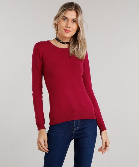 Sueter-Feminino-em-Trico-Manga-Longa-Gola-Redonda-Vinho-8840349-Vinho_1