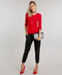 Sueter-Feminino-em-Trico-Manga-Longa-Gola-V-Vermelho-8839909-Vermelho_3