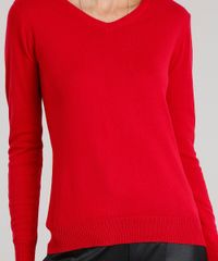 Sueter-Feminino-em-Trico-Manga-Longa-Gola-V-Vermelho-8839909-Vermelho_4