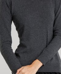 Sueter-Feminino-em-Trico-Manga-Longa-Gola-V-Cinza-Mescla-Escuro-8839909-Cinza_Mescla_Escuro_4