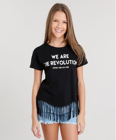 Blusa-Infantil-com-Franjas--We-Are-The-Revolution--Decote-Redondo-Manga-Curta-Preta-9036429-Preto_1