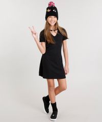Vestido-Infantil-Choker-com-Argola-Curto-Tshirt-Dress-Manga-Curta-Canelado-Preto-9048074-Preto_3