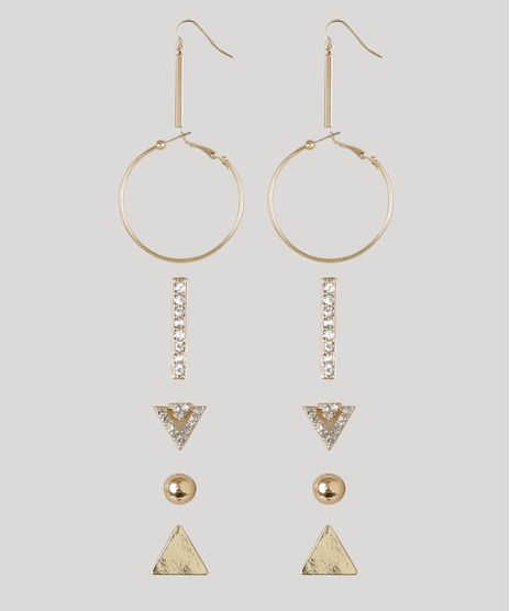 Kit-de-6-Brincos-Femininos-Dourado-8839795-Dourado_1