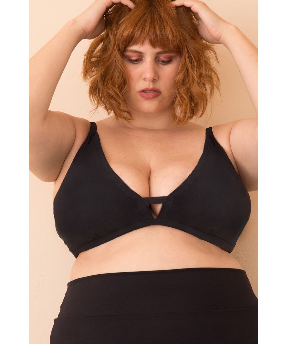 Top strappy plus size - preto