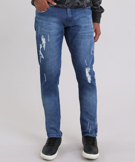Calca-Jeans-Slim-Destroyed-Azul-medio-8938385-Azul_Medio_1 Calca-Jeans-Slim-Destroyed-Azul-medio-8938385-Azul_Medio_1