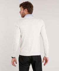 Sueter-Masculino-em-Trico-Manga-Longa-Gola-V-Bege-Claro-8848883-Bege_Claro_2