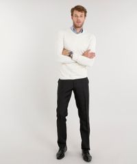 Sueter-Masculino-em-Trico-Manga-Longa-Gola-V-Bege-Claro-8848883-Bege_Claro_3