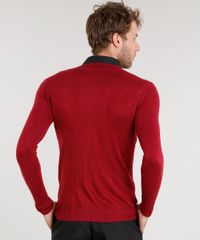 Sueter-Masculino-em-Trico-Manga-Longa-Gola-V-Vermelho-8848895-Vermelho_2