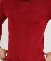 Sueter-Masculino-em-Trico-Manga-Longa-Gola-V-Vermelho-8848895-Vermelho_4