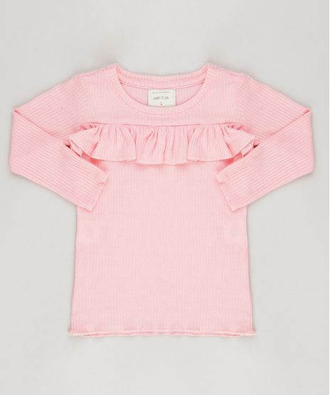 Blusa-Infantil-Canelada-com-Babado-Decote-Redondo-Manga-Longa-Rosa-9041687-Rosa_1