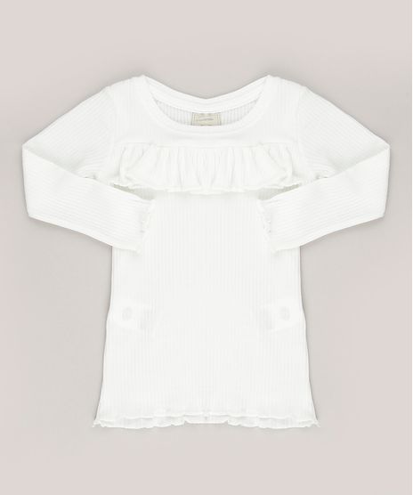 Blusa-Infantil-Canelada-com-Babado-Decote-Redondo-Manga-Longa-Off-White-9041687-Off_White_1