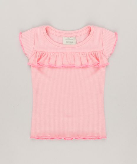 Blusa-Infantil-Canelada-com-Babado-Decote-Redondo-Manga-Curta-Rosa-9041688-Rosa_1