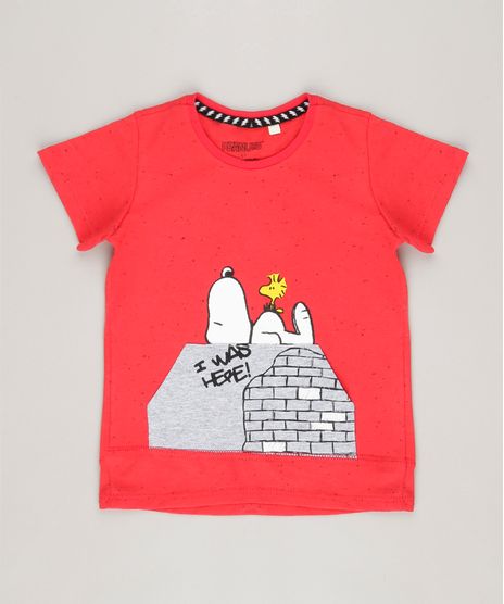 Camiseta-Infantil-Snoopy-com-Bolso-Manga-Curta-Gola-Redonda-Vermelha-9039144-Vermelho_1