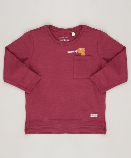 Camiseta-Infantil-Dinossauro-com-Bolso-Manga-Longa-Gola-Redonda-Vinho-9093406-Vinho_1