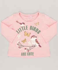 Blusa-Infantil--Little-Birds--Decote-Redondo-Manga-Longa-em-Algodao---Sustentavel-Rosa-9044896-Rosa_1