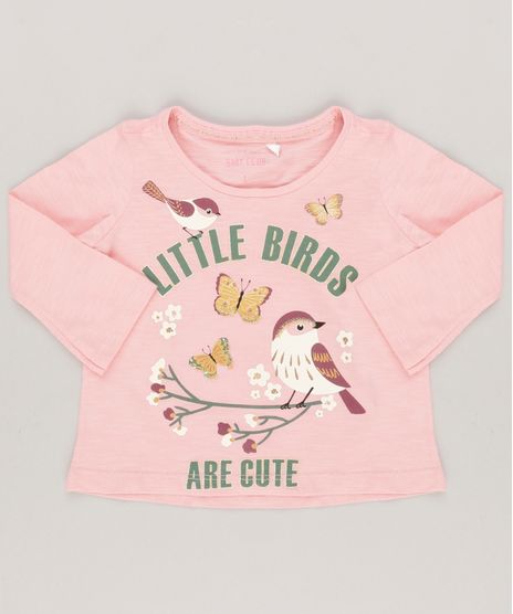 Blusa-Infantil--Little-Birds--Decote-Redondo-Manga-Longa-em-Algodao---Sustentavel-Rosa-9044896-Rosa_1