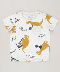 Camiseta-Infantil-Estampada-de-Dinossauro-com-Bolso-Manga-Curta-Gola-Redonda-Cinza-Mescla-Claro-9038020-Cinza_Mescla_Claro_1