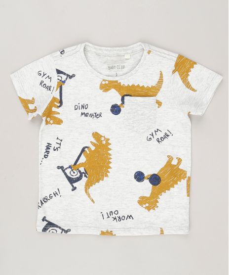Camiseta-Infantil-Estampada-de-Dinossauro-com-Bolso-Manga-Curta-Gola-Redonda-Cinza-Mescla-Claro-9038020-Cinza_Mescla_Claro_1