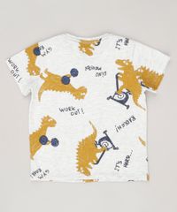 Camiseta-Infantil-Estampada-de-Dinossauro-com-Bolso-Manga-Curta-Gola-Redonda-Cinza-Mescla-Claro-9038020-Cinza_Mescla_Claro_2