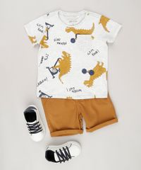 Camiseta-Infantil-Estampada-de-Dinossauro-com-Bolso-Manga-Curta-Gola-Redonda-Cinza-Mescla-Claro-9038020-Cinza_Mescla_Claro_3