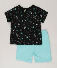 Conjunto-Infantil-com-Camiseta-Estampada-de-Foguetes-Manga-Curta-Preta---Bermuda-em-Moletom---Babador---Super-Hero--Verde-8878379-Verde_2