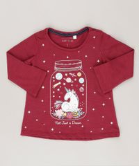 Blusa-Infantil--Unicornio--Brilha-no-Escuro-Decote-Redondo-Manga-Longa-em-Algodao---Sustentavel-Vinho-9044893-Vinho_1
