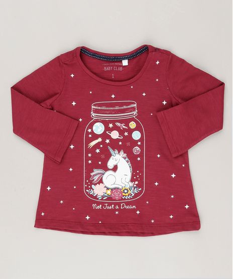 Blusa-Infantil--Unicornio--Brilha-no-Escuro-Decote-Redondo-Manga-Longa-em-Algodao---Sustentavel-Vinho-9044893-Vinho_1