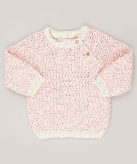 Sueter-Infantil-em-Trico-Manga-Longa-em-Algodao---Sustentavel-Rosa-8878543-Rosa_1