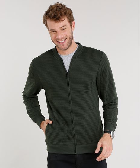 Jaqueta-Masculina-em-Moletom-com-Matelasse-Manga-Longa-Verde-Militar-8833746-Verde_Militar_1