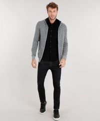 Jaqueta-Masculina-em-Trico-Listrado-com-Capuz-Manga-Longa-Cinza-Mescla-8848965-Cinza_Mescla_3