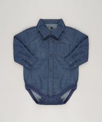 Body-Camisa-Jeans-Infantil-Manga-Longa-em-Algodao---Sustentavel-Azul-Escuro-8858980-Azul_Escuro_1