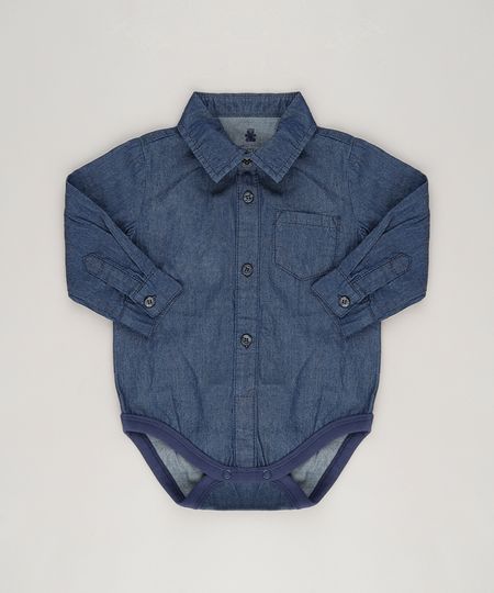 Body-Camisa-Jeans-Infantil-Manga-Longa-em-Algodao---Sustentavel-Azul-Escuro-8858980-Azul_Escuro_1