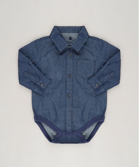 Body-Camisa-Jeans-Infantil-Manga-Longa-em-Algodao---Sustentavel-Azul-Escuro-8858980-Azul_Escuro_1
