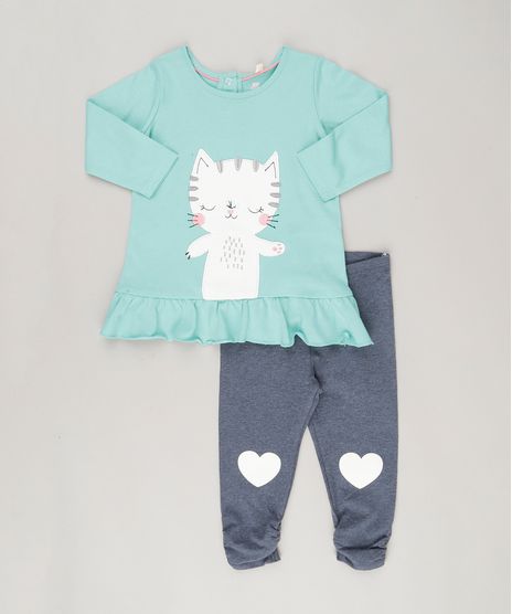 Conjunto-Infantil-de-Blusa-Gatinha-Manga-Longa-com-Babado-Verde---Calca-Legging-Azul-Marinho-8820642-Azul_Marinho_1