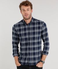 Camisa-Masculina-Comfort-Xadrez-em-Flanela-Manga-Longa-Azul-Marinho-8841847-Azul_Marinho_1