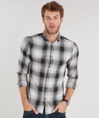 Camisa-Masculina-Slim-Xadrez-Manga-Longa-Preta-8856156-Preto_1