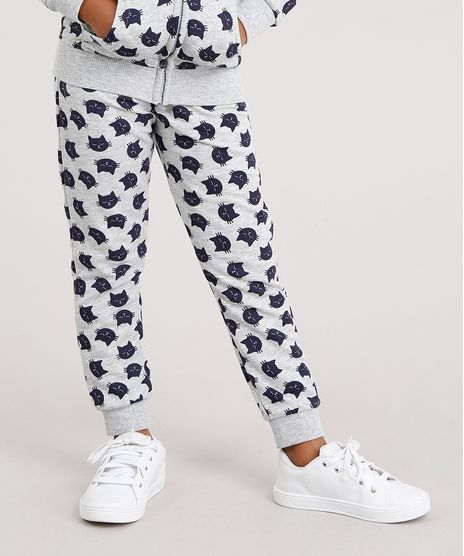 Calca-Infantil-em-Moletom-Estampada-de-Gatinhos-Cinza-Mescla-8830181-Cinza_Mescla_1