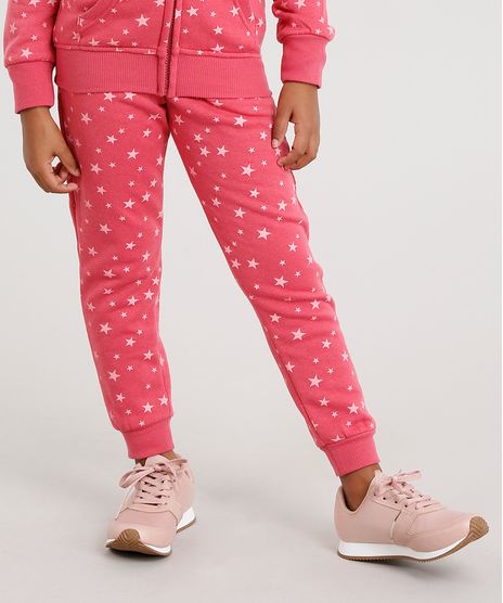 Calca-Infantil-em-Moletom-Estampada-de-Estrelas-Rosa-Escuro-8871205-Rosa_Escuro_1