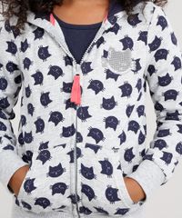 Blusao-Infantil-em-Moletom-Estampado-de-Gatinhos-com-Bordado-em-Paetes-e-Capuz-Cinza-Mescla-8830651-Cinza_Mescla_4