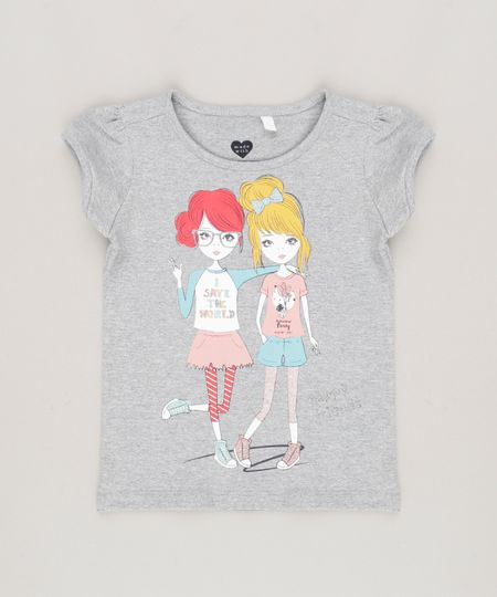 Blusa-Infantil--Happy-Friends--Decote-Redondo-Manga-Curta-Cinza-Mescla-9034411-Cinza_Mescla_1