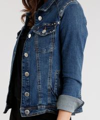 Jaqueta-Jeans-Feminina-com-Tachas-Manga-Longa-Azul-Escuro-9011565-Azul_Escuro_4