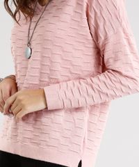 Sueter-Feminino-em-Trico-Texturizado-manga-Longa-Decote-V-Rose-8831858-Rose_4